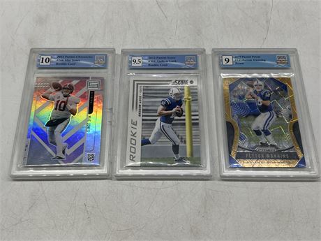 3 GRADED NFL CARDS INCLUDING 2 ROOKIES