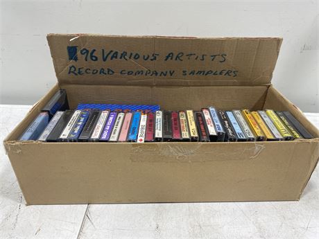 BOX OF SAMPLE CASSETTES FROM VARIOUS ARTISTS