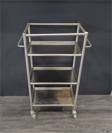 SMALL 3 TIERED STAINLESS TROLLY (30"tall)