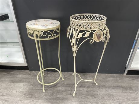 2 MOSAIC & METAL PLANT STANDS LARGEST 14”x30”