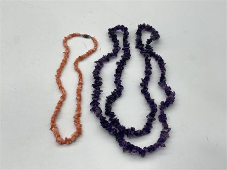 ANGEL SKIN CORAL & AMETHYST NECKLACE