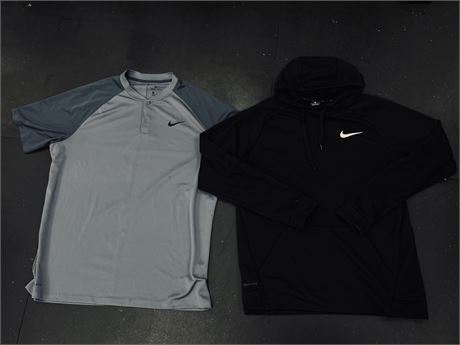 NIKE DRI-FIT HOODIE AND SHIRT (SIZE L AND XL)