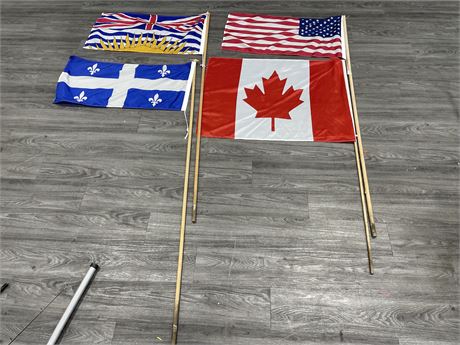4 FLAGS WITH POLES