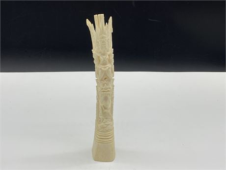 VINTAGE ASIAN CARVED BONE STATUE - HIGH QUALITY W/SMAL BROKEN PIECE (7”)