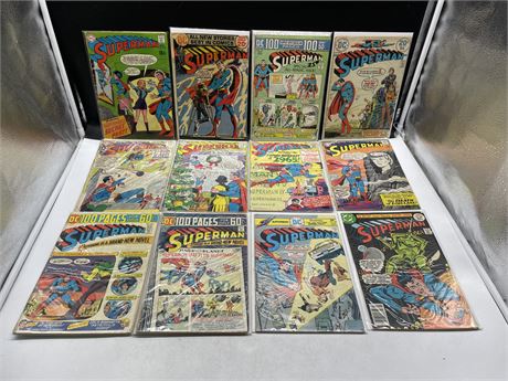 12 SUPERMAN COMICS FROM THE 60’S - 70’S