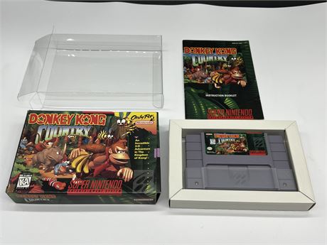 DONKEY KONG COUNTRY - SNES COMPLETE W/BOX & MANUAL - EXCELLENT COND