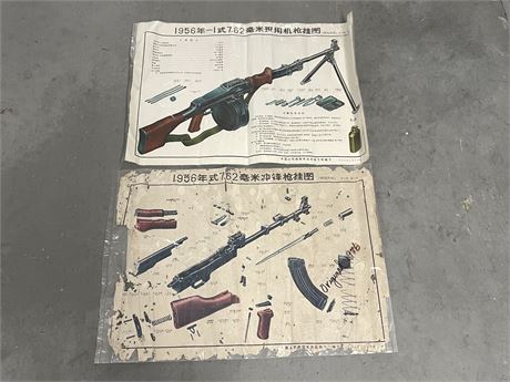 (2) 1958 CHINESE FIRE ARM POSTERS 28”x20”