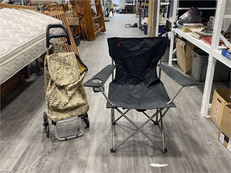 OUTBOUND CAMPING CHAIR AND WHEELED SHOPPING BUGGY