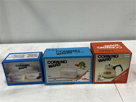 VINTAGE CORNING WARE NEW IN BOXES - UNUSED
