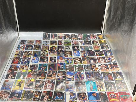 12 SHEETS OF NBA CARDS - JORDAN, SHAQ, ETC