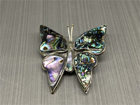1960s ABALONE SHELL INLAY BUTTERFLY BROOCH