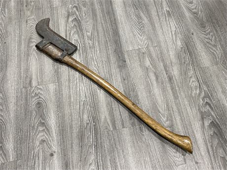EARLY HAND FORGED BRUCH AXE - 40” LONG