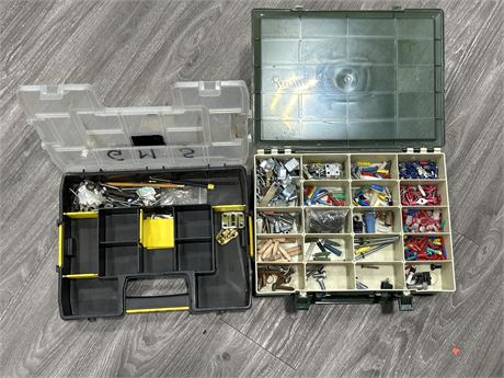 2 SECTIONED CASES FILLED W/MISC. HARDWARE