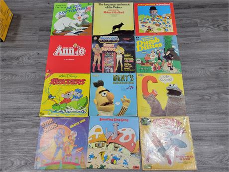 12 CHILDRENS RECORDS (Most are scratched)