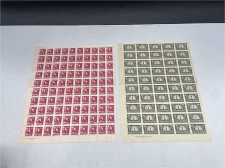 2 FULL SHEETS OF CANADIAN STAMPS #207 & #304