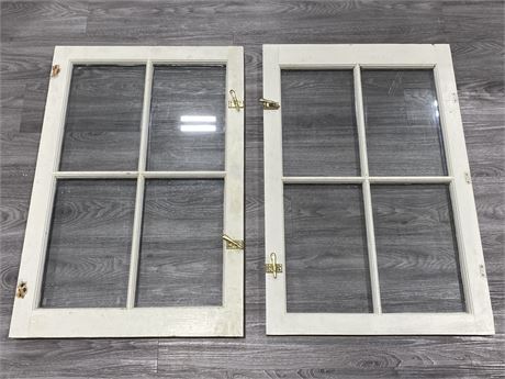2 VINTAGE GLASS WINDOWS - GREAT CONDITION (24”X36”)