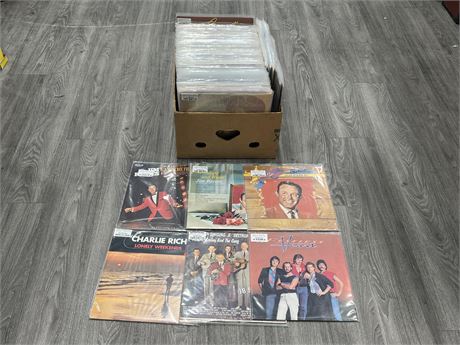 BOX OF MISC RECORDS - MOSTLY COUNTRY / CLASSICAL - CONDITION VARIES