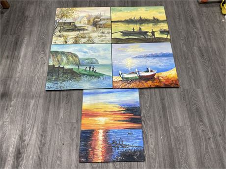 LOT OF 5 OIL PAINTING - SIGNED ORGB - 24” X 20”