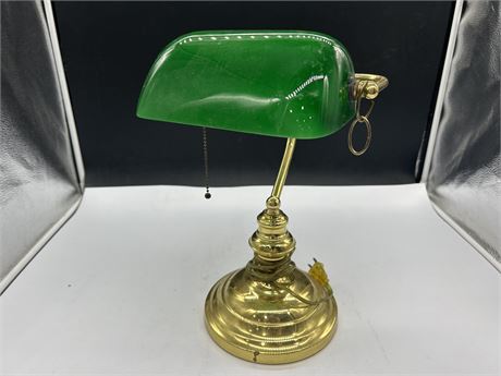 BRASS BANKERS LAMP - 14”