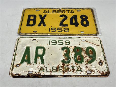 1958 & 1959 ALBERTA LICENSE PLATES