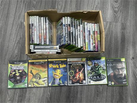 BOX OF MISC VIDEO GAMES MOSTLY XBOX