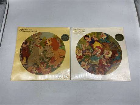 2 DISNEY PICTURE DISC LPS - LADY AND THE TRAMP & SNOW WHITE