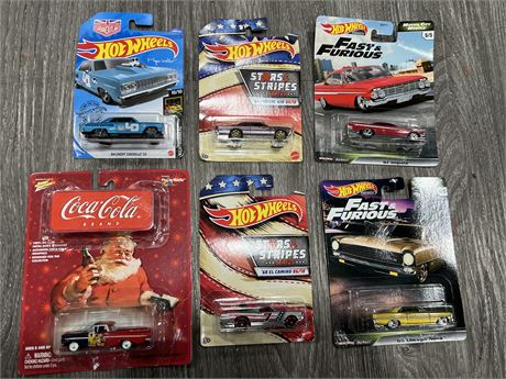6 DIECAST CARS INCLUDING 2 FAST & FURIOUS