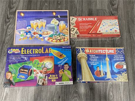 3 SEALED BOARD GAMES & WALT DISNEY PUZZLE PICTURE