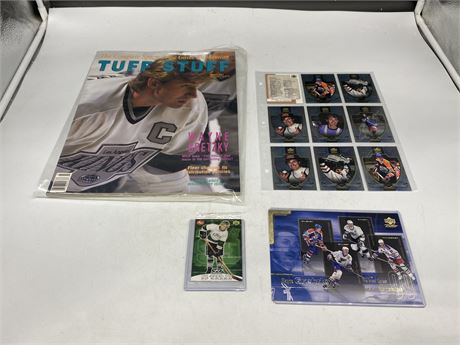 LOT OF GRETZKY HOCKEY CARDS & SEALED TUFF STUFF MAG W/GRETZKY ON COVER