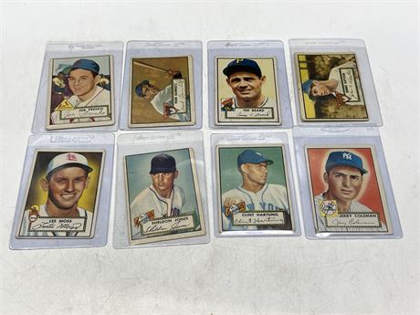 Urban Auctions - (8) 1952 TOPPS BASEBALL CARDS