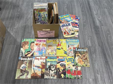 BOX OF COMICS - NEW & SOME VERY OLD (10c & 12c)