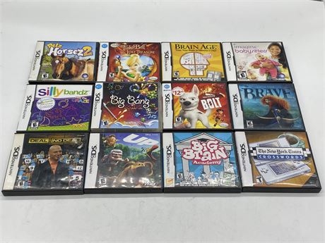 12 DS GAMES (MOST ARE IN GOOD CONDITION)