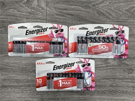 (3) NEW PACKS OF ENERGIZER MAX BATTERIES
