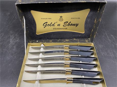 STAINLESS STEEL GOLD PLATED KNIFE SET