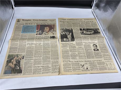 ELVIS - 2 ORIGINAL MEMPHIS NEWSPAPERS AUG 17, 1977 REPORTING OF HIS DEATH