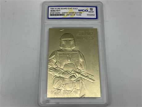 STAR WARS BOBBA FETT 23CT GOLD CARD L/E #1479 GRADED ‘10 GEM-MINT’