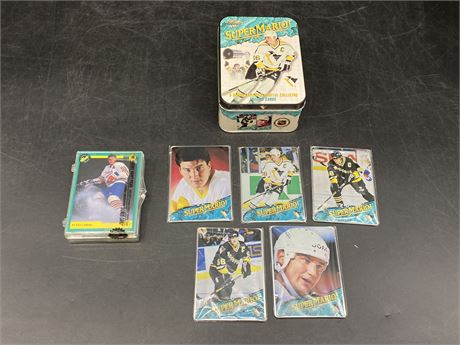 5 LEMIEUX METAL CARDS & SEALED 1991 NHL CARD PACK