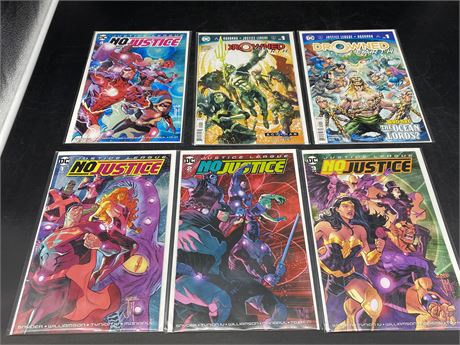 NO JUSTICE 4 PART SERIES & 2 DROWNED EARTH COMICS