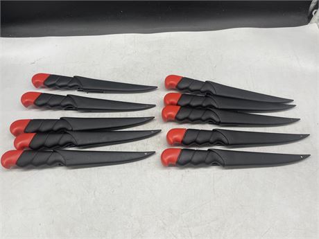 10 NEW RED TIPPED FLOATING FISHING FILLET KNIVES
