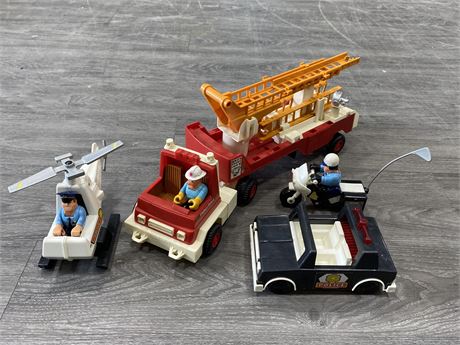 LOT OF FISHER PRICE TOYS - FIRE TRUCK POLICE SET