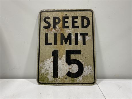 SPEED LIMIT 15 STEEL SIGN (18”x24”)