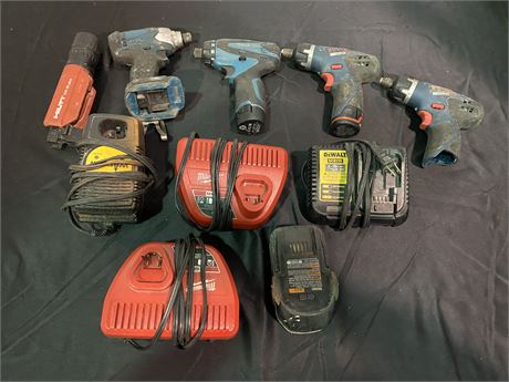 LOT OF POWER DRILLS & CHARGERS (No batteries)