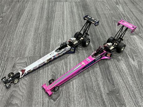 2 DIECAST METAL DRAGSTERS (15”)