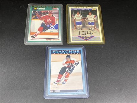 3 ROOKIE ERIC LINDROS CARDS