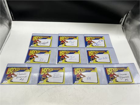10 HOCKEY AUTOGRAPHED CARDS (5.5”x4.5”)