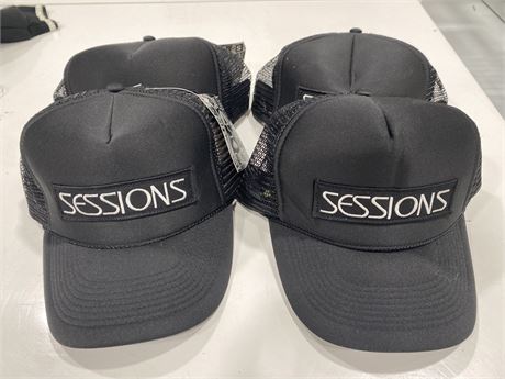 LOT OF 4 SESSIONS TRUCKER HATS W/TAGS