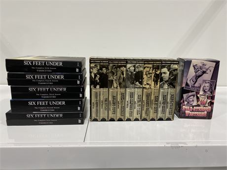 5 DVD SEASONS OF SIX FEET UNDER & 13 WESTERN VHS’