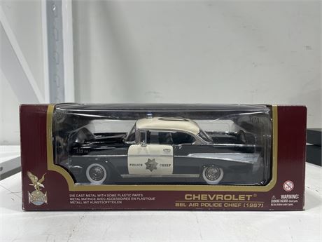 NEW 1:18 SCALE CHEVROLET BEL AIR POLICE CHEIF DIECAST