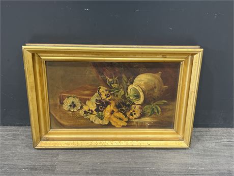 ANTIQUE FRAMED PAINTING ON CANVAS - 20”x13”