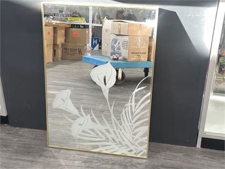 24”x34” MIRROR WITH ETCHED LILIES